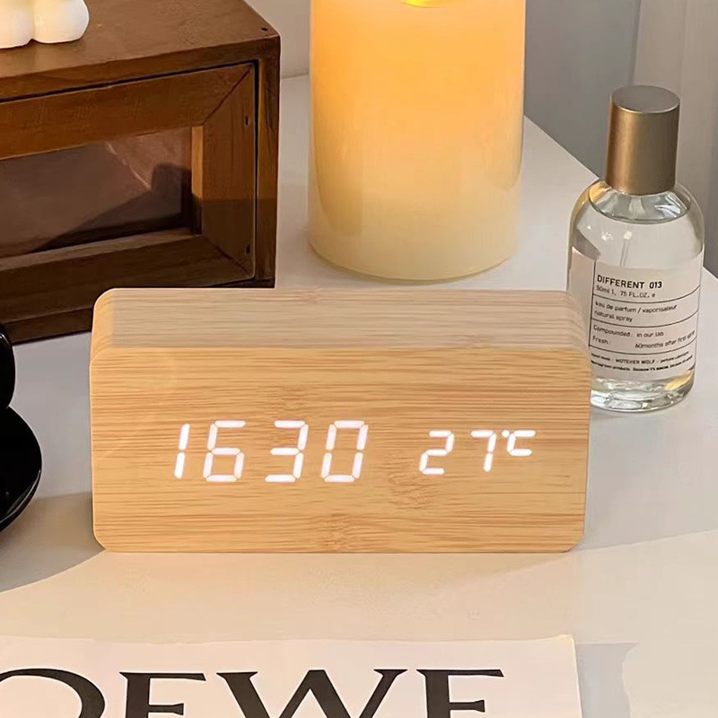 Led Desk Clock - Цифровой будильник, деревянные светодиодные настольные часы