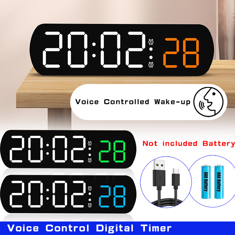 Led Desk Clock - Цифровой будильник с голосовым управлением, таймер,