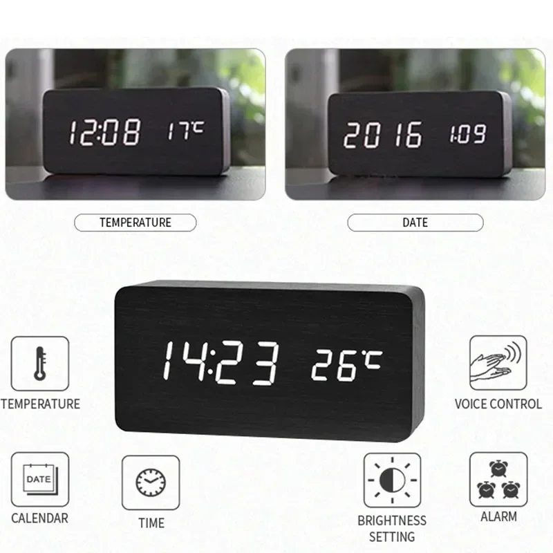 Цифровой будильник, деревянные – обзор и цена Led Desk Clock